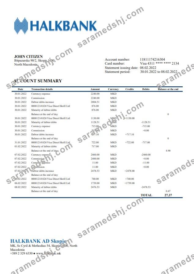 Macedonia Halkbank ban statement